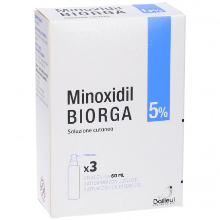 Minoxidil Biorga Solução cutânea 50 mg/ml Frasco - 3 un - 60 ml