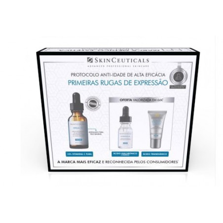 SkinCeuticals Protocolo Primeiras Rugas de Expressão - Serum 10 30ml +  Hydrating B5 15ml + Advanced Brightening UV Defense 15ml