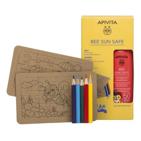 Apivita Pack Bee Sun Safe Protetor Solar Loção Hidratante Criança SPF50 200ml + 2 Puzzles e Lápis Cor