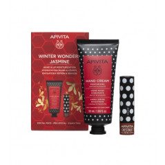 Apivita Coffret Creme Mãos Hidratante Jasmim e Propólis 50ml + Cuidado Labial Castanha 4,4g