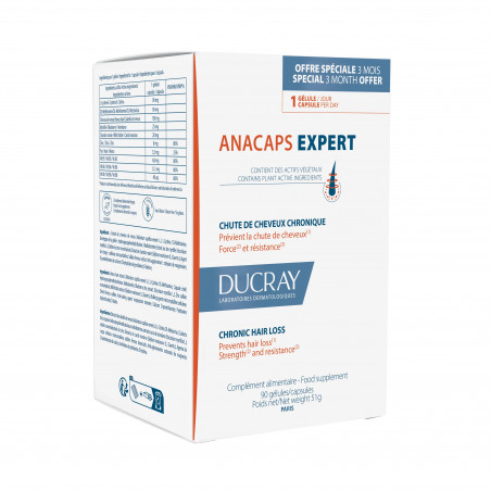 Ducray ANACAPS Expert Suplemento Alimentar Queda de Cabelo Crónica 90Caps