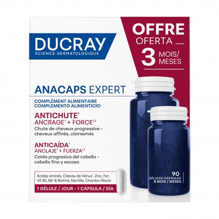 Ducray ANACAPS Expert Suplemento Alimentar Queda de Cabelo Crónica 90Caps